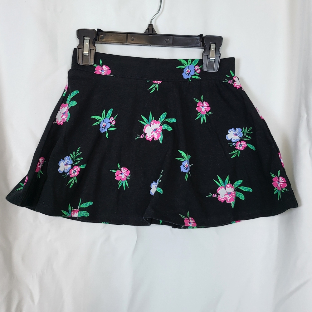Old Navy Girls Black Floral Hibiscus Print Cotton Casual Toddler Skort Sz 5T New